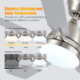 Ceiling Fans with Lights, 52 Inch Low Profile Ceiling Fan with Light and Remote Control,Reversible, 3CCT, Dimmable, Quiet, Brushed Nickel Ceiling Fan for Bedroom Indoor/Outdoor Use