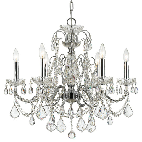 6 Light Polished Chrome Crystal Chandelier Draped In Clear Hand Cut Crystal - C193-3226-CH-CL-MWP