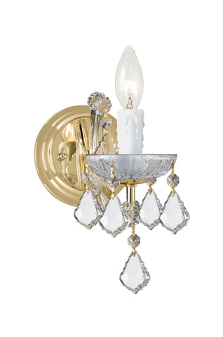 1 Light Gold Crystal Sconce Draped In Clear Swarovski Strass Crystal - C193-4471-GD-CL-S