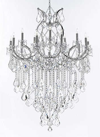 Maria Theresa Chandelier Lighting Crystal Chandeliers H50 "X W37" Chrome Finish Great For The Dining Room Living Room Family Room Entryway / Foyer - J10-B12/Chrome/26050/15+1