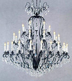 Set of 3-2 Wrought Iron Wall Sconce Crystal Lighting W 11.5" H 14" D 17" and 1 Wrought Iron Crystal Chandelier Lighting H72 x W60 - Perfect for an Entryway Or Foyer! - 2EA A500-3/556 + 1EA A500-556/41