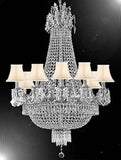 Swarovski Crystal Trimmed Chandelier French Empire Crystal Chandelier Lighting Chandeliers H32" X W25" With White Shades - A93-Cs/Whiteshade/1280/8+4 Sw