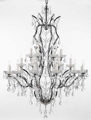 Nineteenth C. Baroque Iron & Crystal Chandelier Lighting H 52" X W 41" - A500-996/25