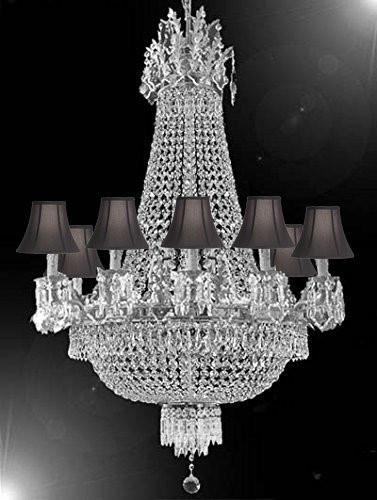 French Empire Crystal Chandelier Chandeliers Lighting 25X32 12 Lights With Black Shades - A500-Cs/Blackshade/1280/8+4