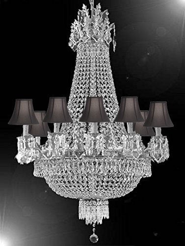 Swarovski Crystal Trimmed Chandelier French Empire Crystal Chandelier Lighting Chandeliers H32" X W25" With Black Shades - A93-Cs/Blackshade/1280/8+4 Sw