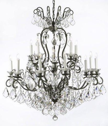 Wrought Iron Crystal Chandelier Lighting W38" H44" - A500-556/16