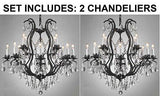 Set of 2- Wrought Iron Crystal Chandelier Lighting Chandeliers H30" x W28" - A500-2EA 3034/8+4