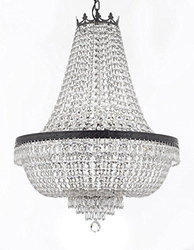 Swarovski Crystal Trimmed French Empire Chandelier H30" X W24" With Dark Antique Finish Good For Dining Room Foyer Entryway Family Room And More - A500-Cb/870/9Sw