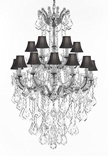 Maria Theresa Crystal Chandelier Chandeliers Lighting With Black Shades H 50" X W 30" - Great For Dining Room Entryway Or Living Room - A83-B13/Cs/Blackshades/152/18