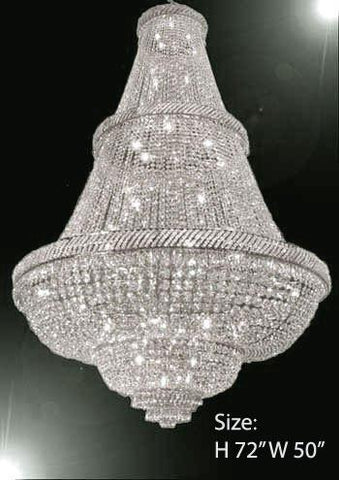 French Empire Crystal Chandelier Lighting W/ Swarovski Crystal 6Ft Tall - Perfect For An Entryway Or Foyer - A500-Silver/448/48Sw