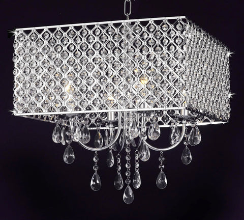 Modern Contemporary Chrome / Crystal 4-light Square Ceiling Chandelier Chandeliers Lighting - G7-2129/4