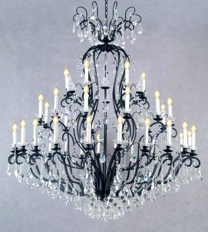 Swarovski Crystal Trimmed Chandelier! Wrought Iron Crystal Chandelier Chandeliers Lighting H72" X W60" - Perfect For An Entryway Or Foyer! - A500-556/41 Sw