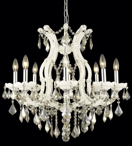 C121-2800D26WH-GT/RC By Elegant Lighting Maria Theresa Collection 9 Light Chandeliers White Finish