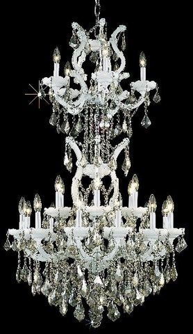 C121-2800D30SWH-GT/RC By Elegant Lighting Maria Theresa Collection 25 Light Chandeliers White Finish