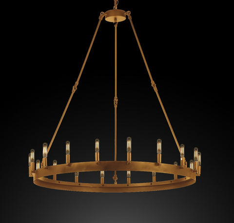 Wrought Iron Vintage Barn Metal Castile One Tier Chandelier Chandeliers Industrial Loft Rustic Lighting W 38" H 40" - A500-CG/3428/18