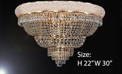 French Empire Crystal Flush Chandelier Lighting H22" W30" - A500-Flush/448/21