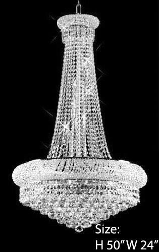 French Empire Crystal Chandelier H50" X W24" - A500-Large/Silver/542/15